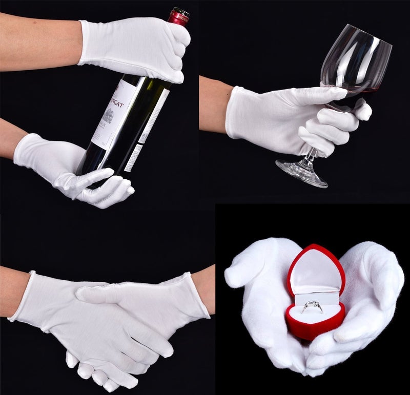 CTKcom White Soft Cotton Gloves,Large Size for Work/Lining Glove,Coin Jewelry Silver Inspection Gloves(6 Pairs) - Image 4